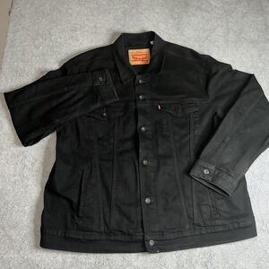 Levi's Trucker Black Denim Jean Jacket 72334 Men's XXL Red Tab